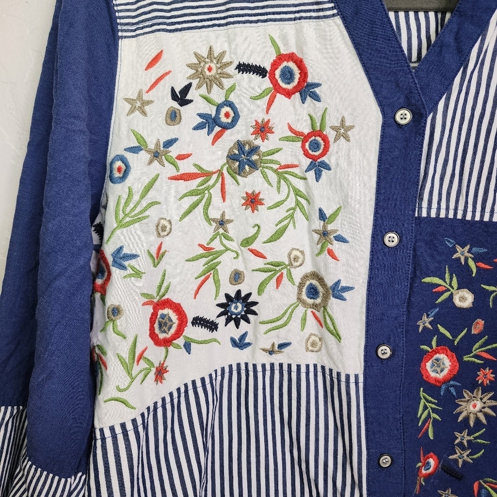 Vintage Bohemian Patchwork Button Down Shirt - Picture 2 of 6